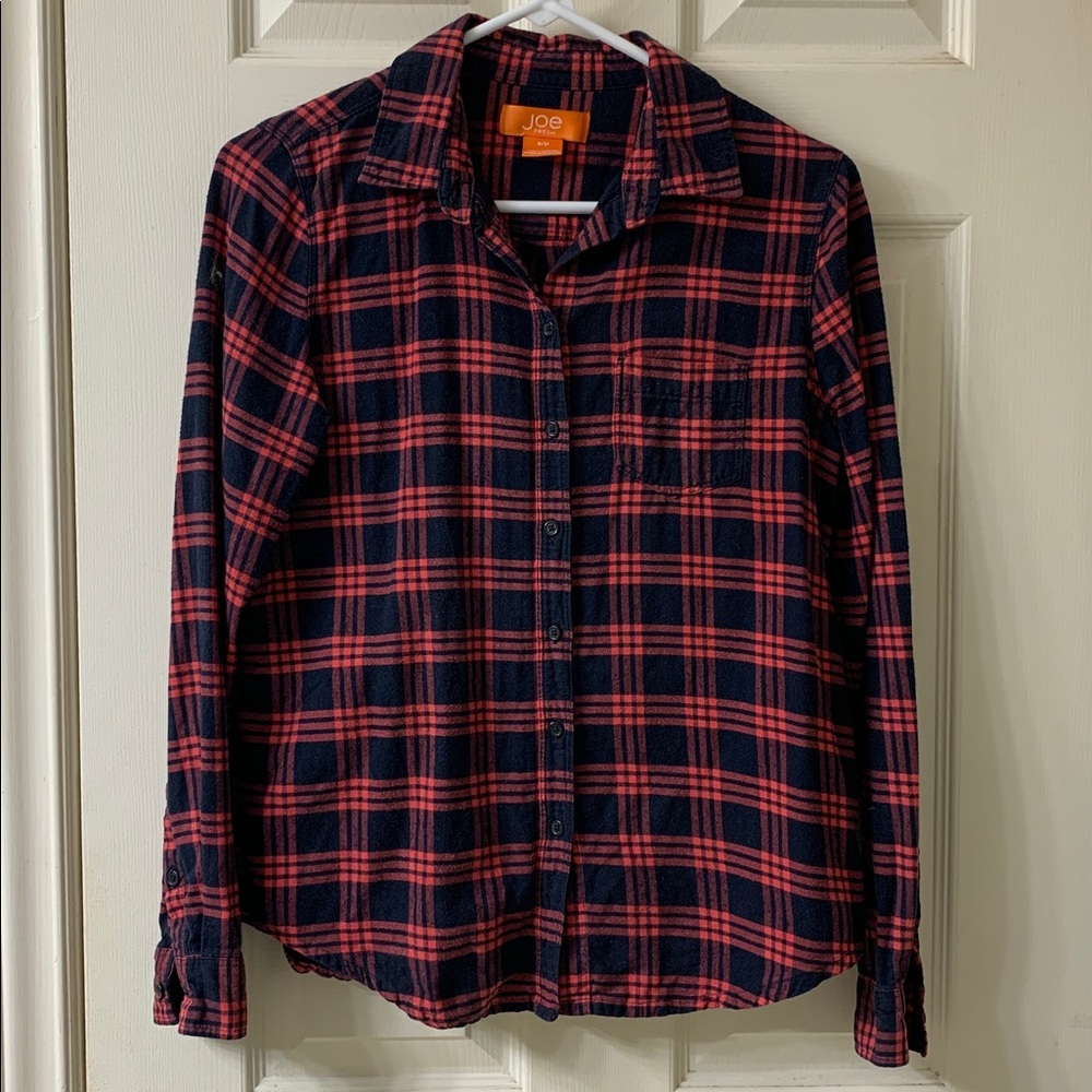 🌷3 for $25🌷Joe Fresh, US S, Red & Black Plaid Flannel Button Down Shirt